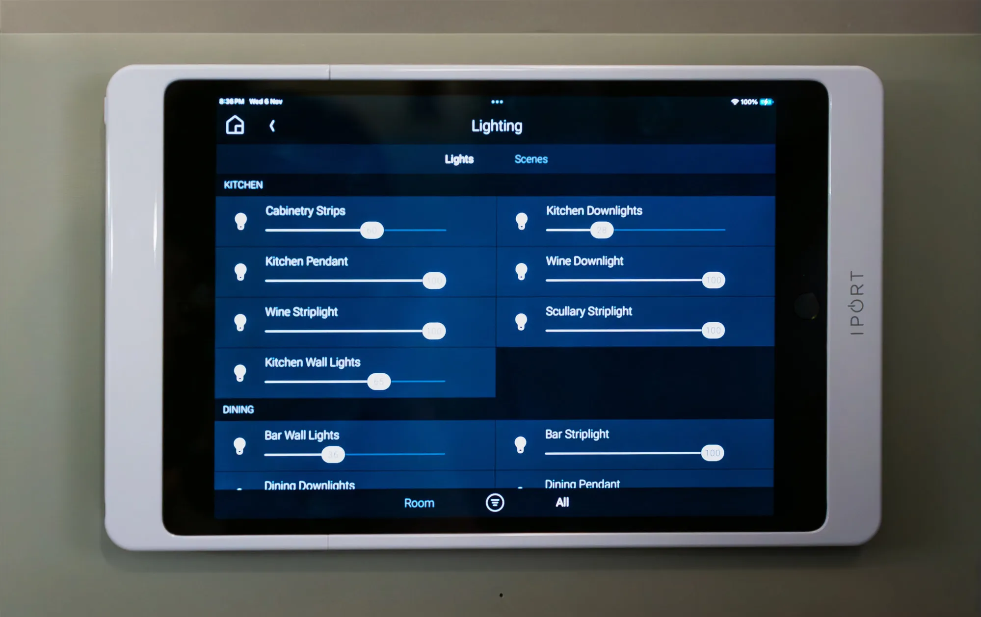 Wall-mounted lighting control panel
